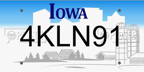 4KLN91 Iowa License Plate