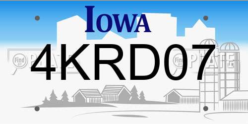 4KRD07 Iowa License Plate