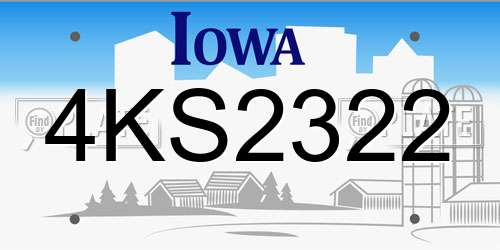 4KS2322 Iowa License Plate