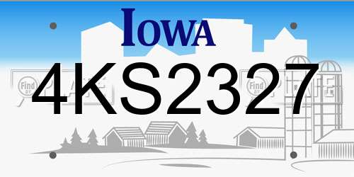 4KS2327 Iowa License Plate