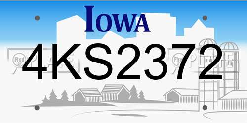 4KS2372 Iowa License Plate