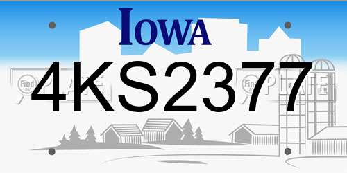 4KS2377 Iowa License Plate