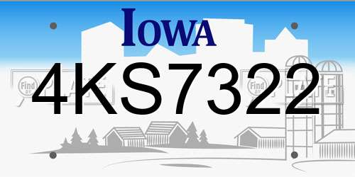 4KS7322 Iowa License Plate