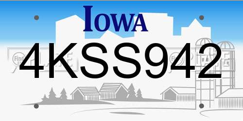 4KSS942 Iowa License Plate