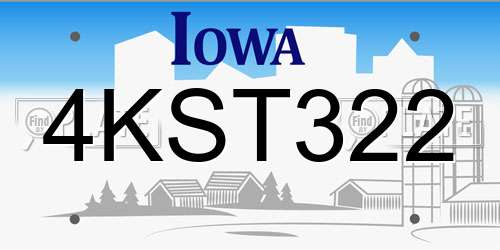 4KST322 Iowa License Plate