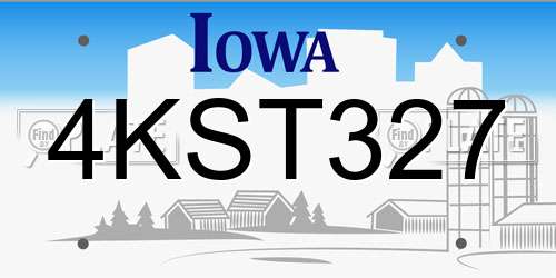4KST327 Iowa License Plate