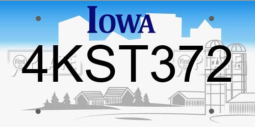 4KST372 Iowa License Plate