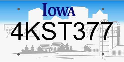 4KST377 Iowa License Plate
