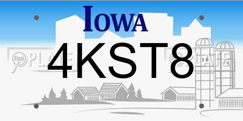 4KST8 Iowa License Plate