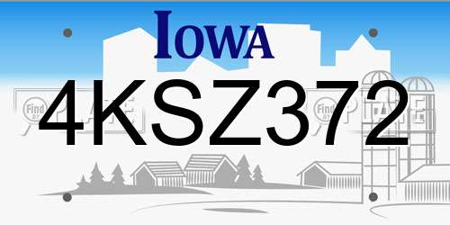 4KSZ372 Iowa License Plate