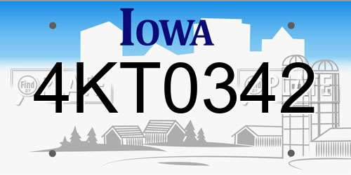 4KT0342 Iowa License Plate