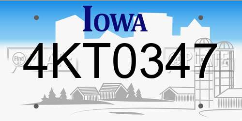 4KT0347 Iowa License Plate