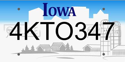 4KTO347 Iowa License Plate