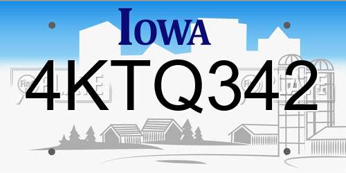 4KTQ342 Iowa License Plate