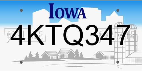 4KTQ347 Iowa License Plate