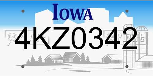 4KZ0342 Iowa License Plate