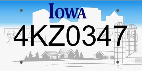 4KZ0347 Iowa License Plate