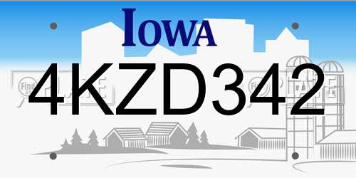 4KZD342 Iowa License Plate