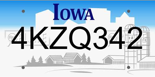 4KZQ342 Iowa License Plate