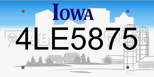 4LE5875 Iowa License Plate