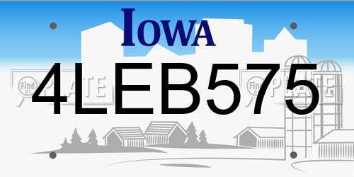 4LEB575 Iowa License Plate