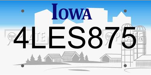 4LES875 Iowa License Plate