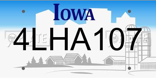 4LHA107 Iowa License Plate