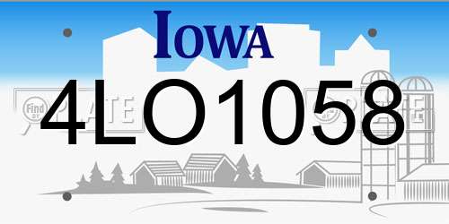 4LO1058 Iowa License Plate