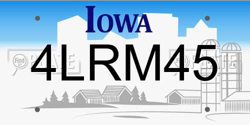 4LRM45 Iowa License Plate