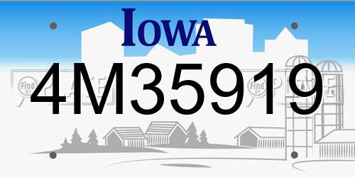 4M35919 Iowa License Plate