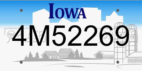 4M52269 Iowa License Plate