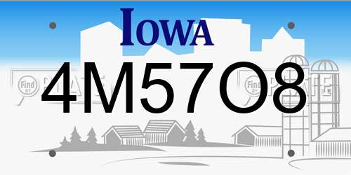 4M57O8 Iowa License Plate