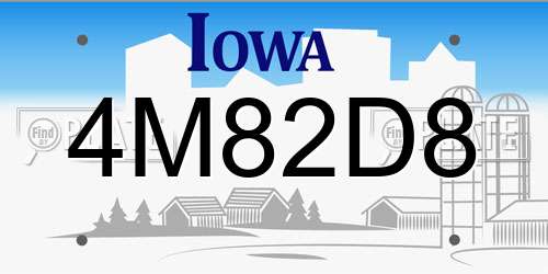 4M82D8 Iowa License Plate