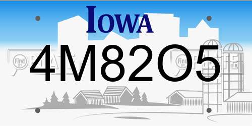 4M82O5 Iowa License Plate