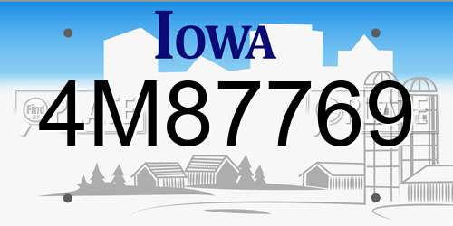4M87769 Iowa License Plate