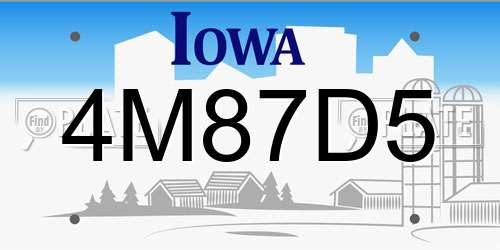 4M87D5 Iowa License Plate