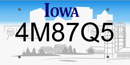 4M87Q5 Iowa License Plate