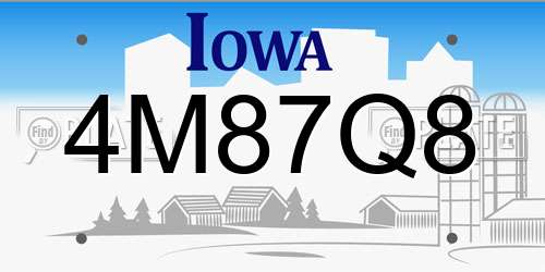 4M87Q8 Iowa License Plate