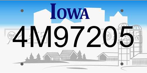 4M97205 Iowa License Plate