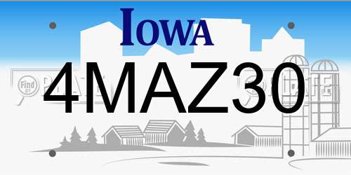 4MAZ30 Iowa License Plate