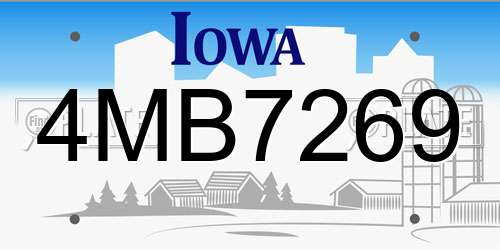 4MB7269 Iowa License Plate