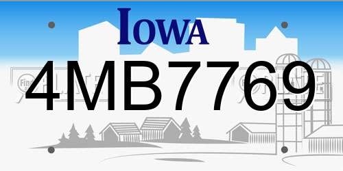 4MB7769 Iowa License Plate