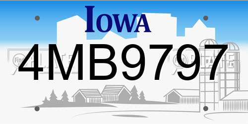 4MB9797 Iowa License Plate