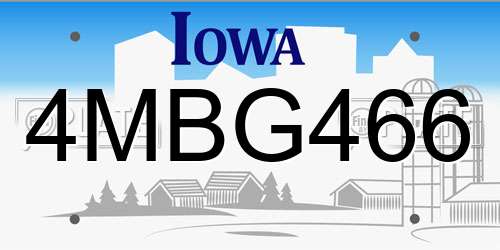 4MBG466 Iowa License Plate