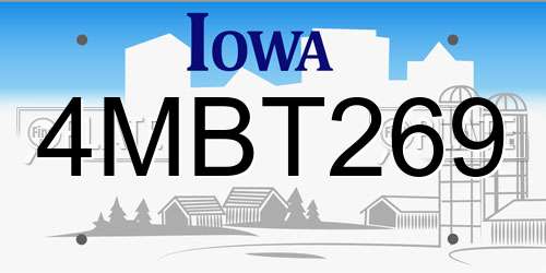 4MBT269 Iowa License Plate