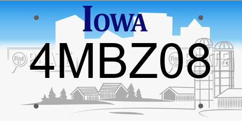 4MBZ08 Iowa License Plate