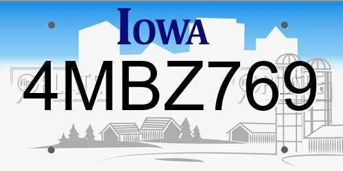 4MBZ769 Iowa License Plate