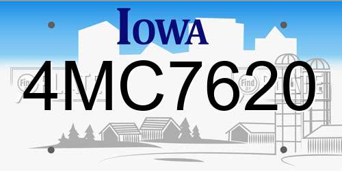 4MC7620 Iowa License Plate