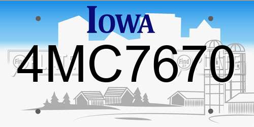 4MC7670 Iowa License Plate