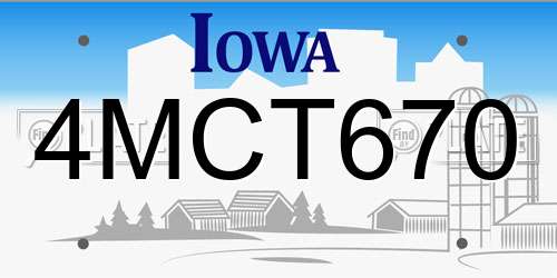 4MCT670 Iowa License Plate